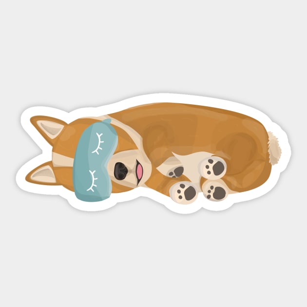 Napping Corgi Sticker by Prettyinpinks